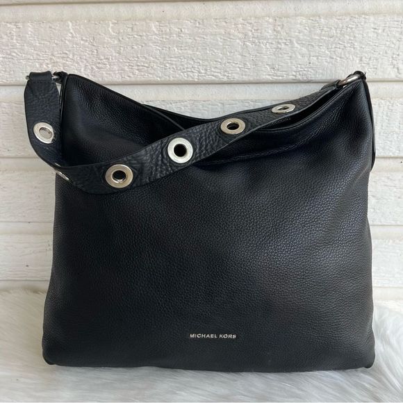 Michael Kors Handbags - MICHAEL KORS Black Silver Studded Mercer Bedford Astor Hobo Shoulder Bag